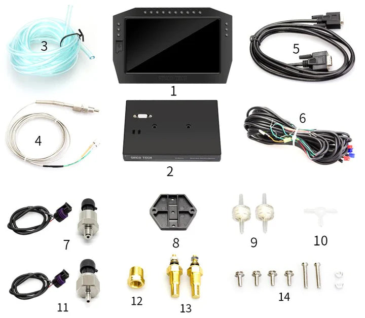 A24-1371-7 Inch Touch SINCOTECH Panel meters Multifunctional Racing Dashboard DO909
