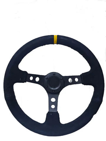 A24-3174-STEERING WHEEL ,BLACK WRAP,HOLE SPOKE ,DEEPTH 55MM,MOMO STYLE