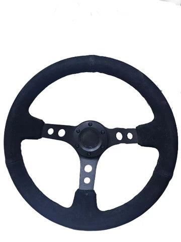 A24-3082-STEERING WHEEL ,BLACK WRAP,HOLE SPOKE ,DEEPTH 55MM,MOMO STYLE