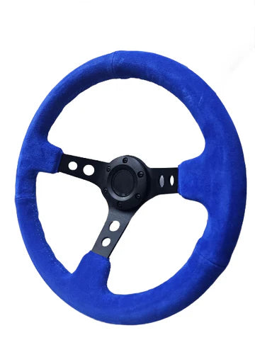 A24-3179-STEERING WHEEL ,Blue WRAP,HOLE SPOKE ,DEEPTH 55MM,MOMO STYLE