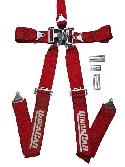 A24-3169-Quick Car Latch & Link 5PT RATCHET HNR HARNESS RED