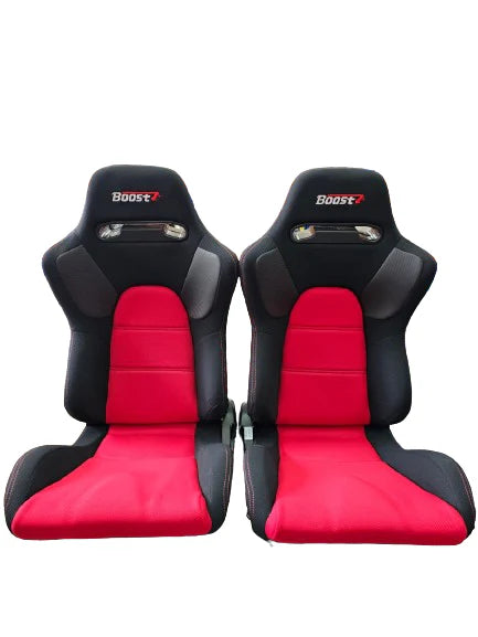 A24-3168-BOOST SEATS Sport Seat XP 612 - Black/Red c/w U08 Universal Slider