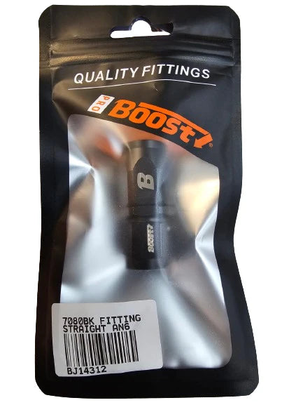 A24-2530-BOOST UNIVERSAL FITTING AN6 Straight OIL FUEL SWIVEL HOSE END ALUMINUM BLACK