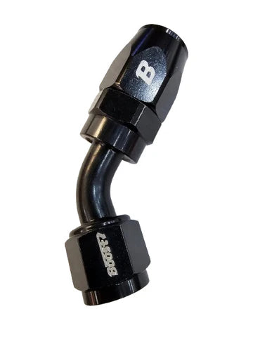 A24-2718-BOOST 8AN Hose End Fitting 45 Degree Swivel for Braided Fuel Hose, Black