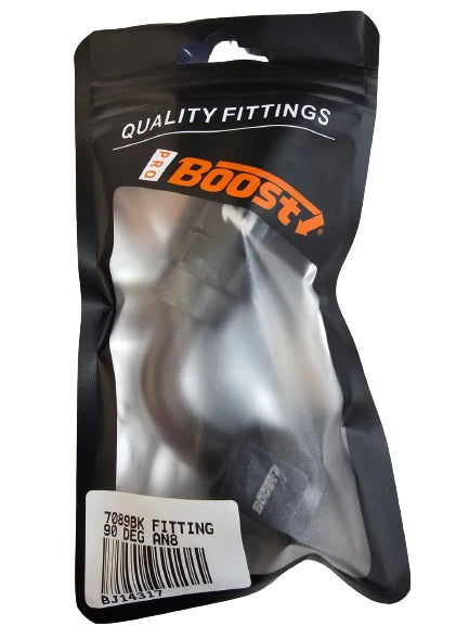 A24-2560-BOOST AN -8 AN8 (8AN) 90 Degree FastFlow Stealth Black Hose Fitting