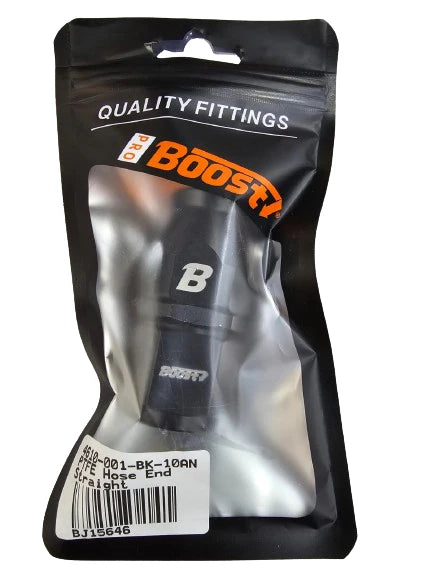 A24-2558-BOOST AN10 10AN وصلة خرطوم دوارة مستقيمة من التفلون PTFE، لون أسود 