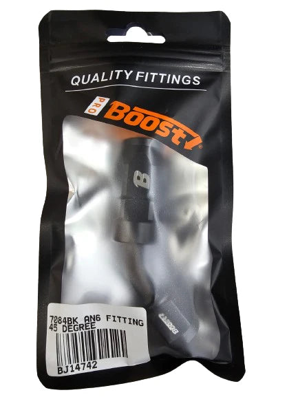 A24-2581-BOOST Fitting Adapter Aluminum Black Brand New AN6 AN-6 45 degree Line Hose End