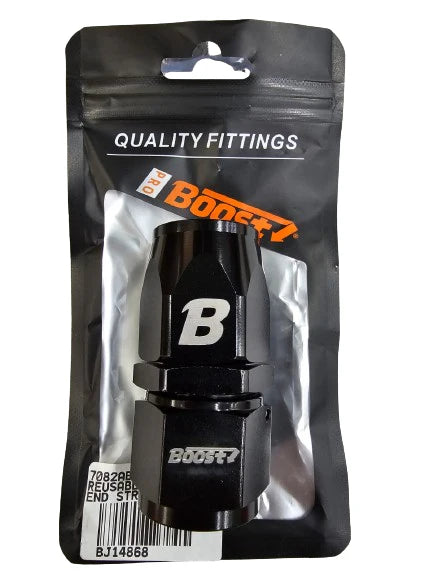A24-2722-BOOST FITTING REUSABLE SWIVEL HOSE END STRAIGHT AN12 BLACK