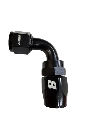 A24-2532-BOOST UNIVERSAL FITTING AN10 90 DEGREE OIL FUEL SWIVEL HOSE END ALUMINUM BLACK