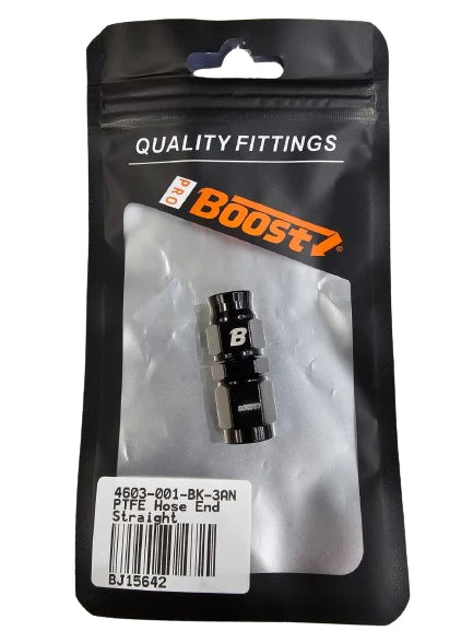A24-2711-BOOST AN3 3AN Straight PTFE Teflon Swivel Hose End Fitting Adapter Black