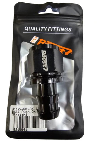 A24-2712-BOOST AN12 Straight Push on Lock Hose Barb Fitting Oil/Fuel/Gas Line Adapter BLACK