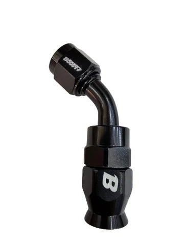 A24-2536-UNIVERSAL PTEF AN6 45 Degrees REUSABLE SWIVEL PTFE HOSE END FITTING BLACK
