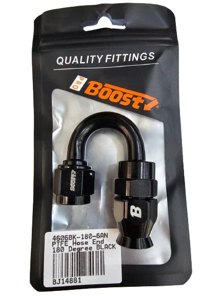A24-2549-UNIVERSAL PTEF AN6 180 DEGREE REUSABLE SWIVEL PTFE HOSE END FITTING BLACK