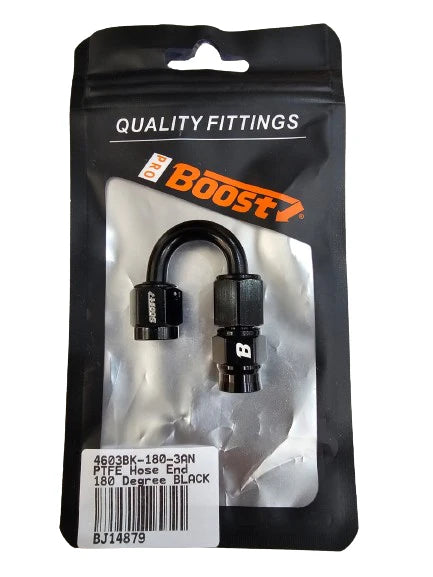 A24-2579-UNIVERSAL PTEF AN3 180 DEGREE REUSABLE SWIVEL PTFE HOSE END FITTING BLACK