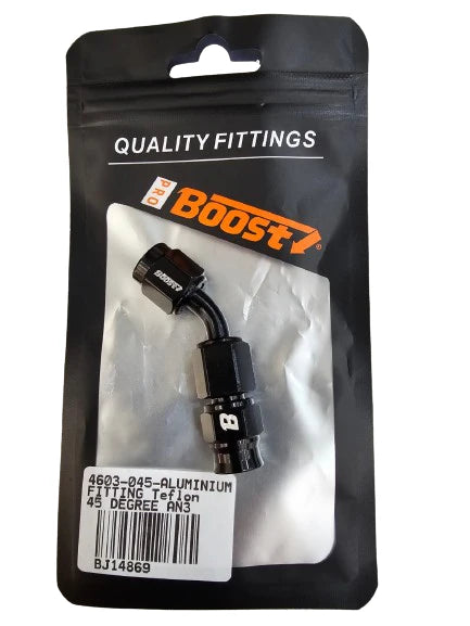 A24-2580-Universal PTEF AN3 45 Degrees REUSABLE SWIVEL PTFE HOSE END FITTING BLACK