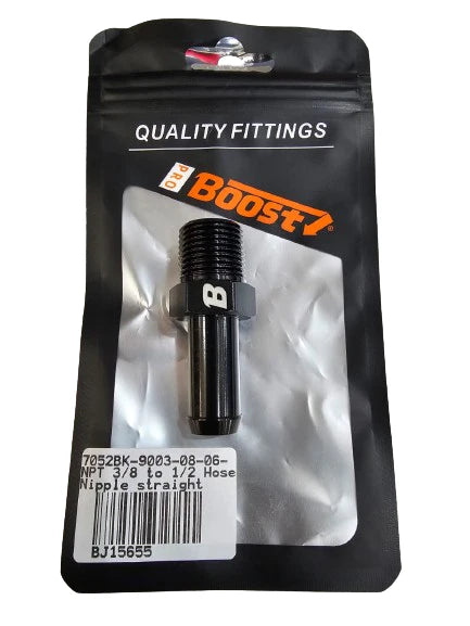 A24-2701-BOOST Straight 1/2" Hose to 3/8" NPT Male Hardware and Service Supplies Clamp BLACK