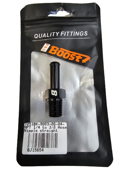 A24-2702-BOOSTStraight 1/4" Hose to 3/8" NPT Male Hardware and Service Supplies Clamp BLACK