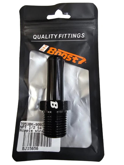 A24-2700-BOOST Male 1/2" NPT to 5/8" Hose Barb Straight Adapter Fitting BLACK