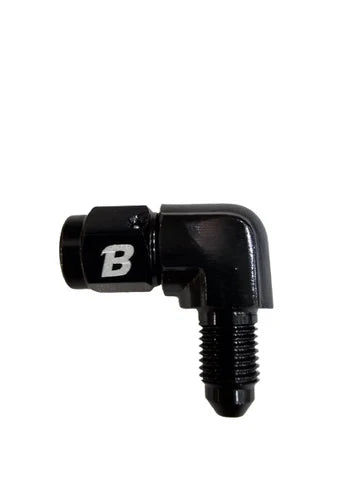 A24-2699-BOOST -3 AN Male To -3 AN Female 90 Degree Swivel Coupler Fitting BLACK