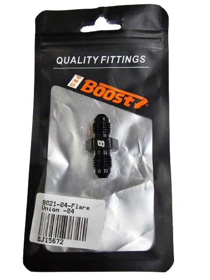 A24-2686-BOOST Male Flare Union -4AN - Black