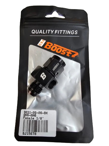 A24-2574-BOOST AN6 Male to Female Swivel with 1/8" NPT Gauge Port Fuel Pressure Fitting Adapter