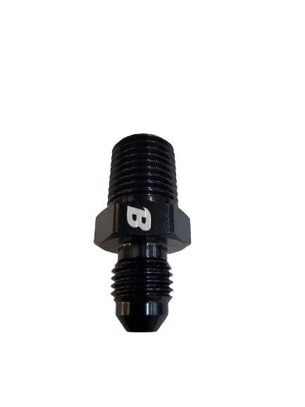A24-2666-BOOST AN4 4AN Male To 1/4'' NPT Male Straight Fitting Adapter Aluminum Black