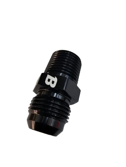 A24-2657-BOOST 10AN Flare to 1/2" NPT Pipe Hose Adapter Fitting Aluminum AN10 Male Flare to 1/2 NPT Male Thread Black Anodized