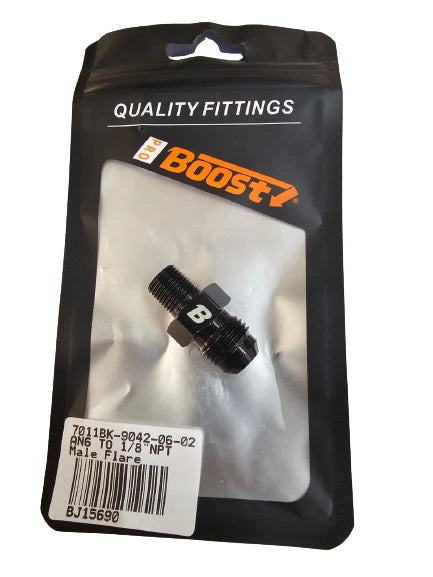 A24-2665-OOST 6AN Flare to 1/8" NPT Pipe Hose Adapter Fitting, Aluminum Black Anodized AN6 Male Flare to 1/8 NPT Male Thread