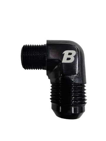 A24-2652-BOOST 10AN Male to 3/8" NPT 90 Degree Fitting Adapter Aluminum Black Colo