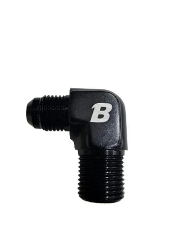 A24-2653-BOOST 6AN To 3/8" NPT Male 90 Degree Fitting Adapter Aluminum Union