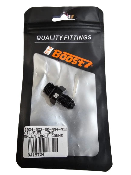 A24-2643-BOOST 4AN AN4 M12*1.5 OIL/FUEL LINE HOSE END/GAUGE MALE/FEMALE UNION FITTING ADAPTOR