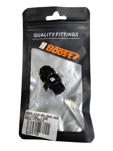 A24-2530-BOOST AN8 8AN to AN6 6AN Male Adapter Fitting Black