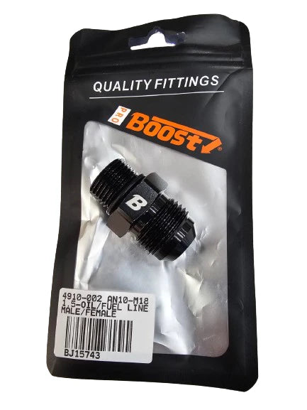 A24-2626-BOOST 10AN Flare Male to M18x1.5 Male Pipe Adapter Union Hose Fitting Aluminum Anodized