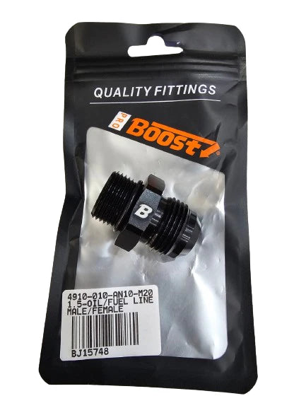 A24-2623-BOOST 10AN AN-10 To M20x1.5 Metric Straight Flare Male Fitting Adapter Black
