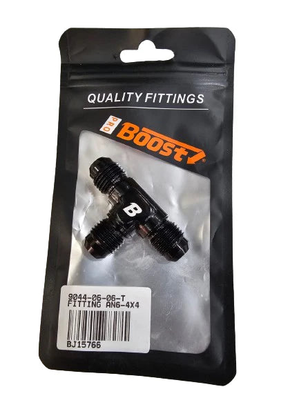 A24-2620-BOOST 6AN AN6 AN-6 Male Flare Union Tee T-piece Fitting Adapter Aluminum Black