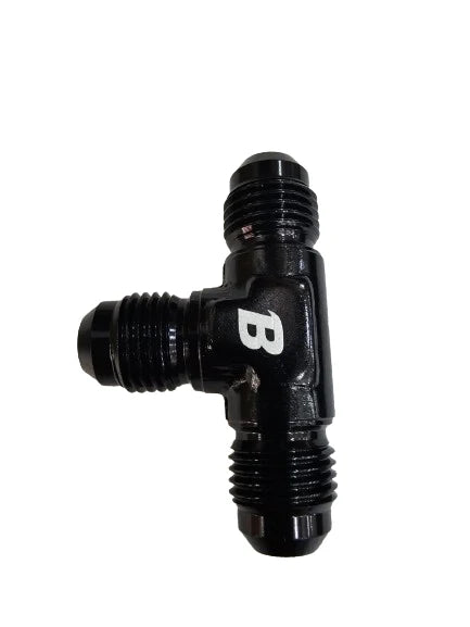 A24-2620-BOOST 6AN AN6 AN-6 وصلة على شكل حرف T ذكرية متوهجة من الألومنيوم الأسود