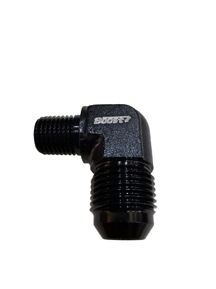 A24-2614-BOOST Aluminum 8an an8 8 To 1/4" NPT Fitting 90 Degree Elbow Adapter Male AN 8 Black