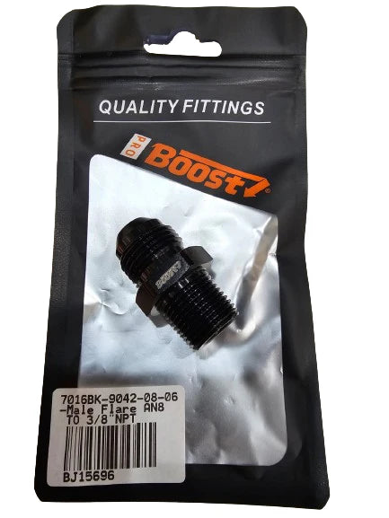 A24-2615-BOOST-8AN Aluminum Adapter, -8AN Male to 3/8" NPT Male