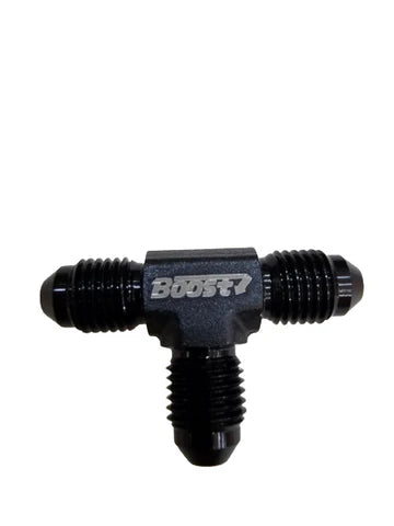 A24-2599-BOOST Aluminum Tee Flare Adapter Fitting, Black, -4 AN