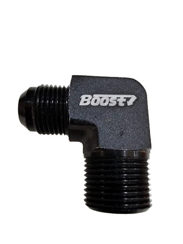 A24-2613-BOOST 3/4" NPT to 10AN 90 Degree Fitting Male Adapter Aluminum Black
