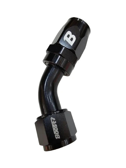 A24-2618-BOOST AN12 45 Degree Swivel Oil Fuel Gas Line Hose End Fitting Adaptor Cutter Style Black