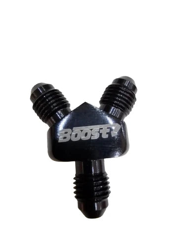 A24-2610-BOOST 4AN Y Adapters Male Flare Fuel Line Hose Fitting Block Tee Pipe Aluminum Adapter 4 AN to AN 4 to AN4 Male Thread Black