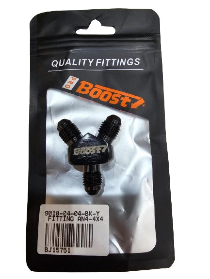A24-2610-BOOST 4AN Y Adapters Male Flare Fuel Line Hose Fitting Block Tee Pipe Aluminum Adapter 4 AN to AN 4 to AN4 Male Thread Black