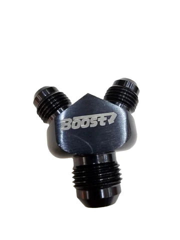 A24-2607-BOOST 8AN to 6AN 6 AN Y Adapters Male Flare Fuel Line Hose Fitting Block Tee Pipe Aluminum Adapter 8 AN to AN 6 to AN6 Male Thread Black