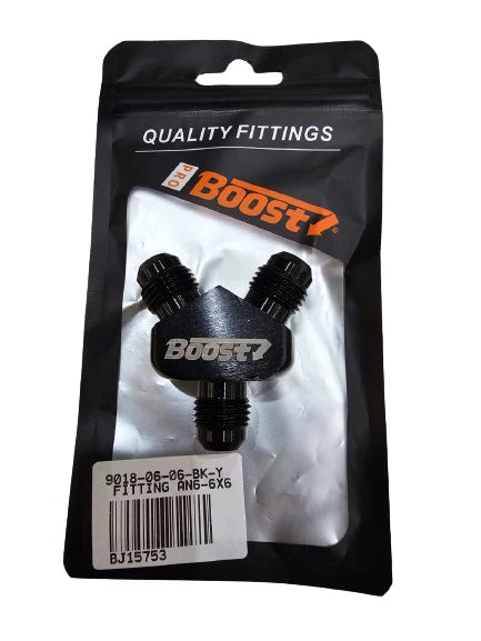 A24-2608-BOOST Aluminum Y Fitting 6 X 6 X 6 AN Male Black