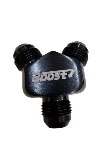 A24-2606-BOOST 8AN to 8AN to 8AN Y-Block Fitting Anodized Matte Black
