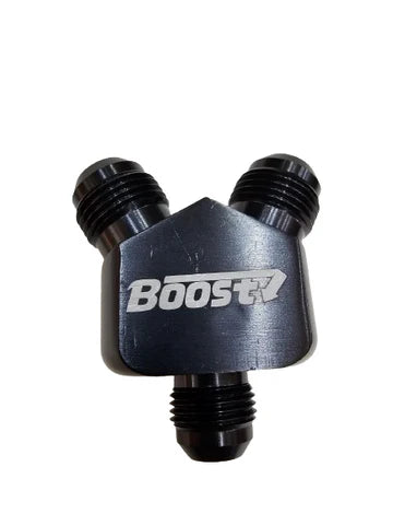 A24-2571-BOOST FITTING AN8-10X10 Y-Block Adapter Fittings Aluminum Black