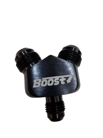 A24-2605-BOOST 6AN TO 8AN TO 8AN Y-BLOCK FITTING ANODIZED MATTE BLACK