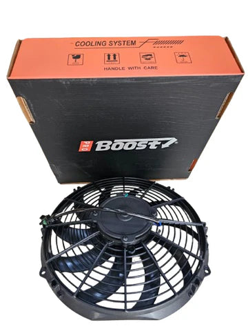 مروحة سحب منخفضة الارتفاع مقاس 13 بوصة بشفرات منحنية، A24-1086-BOOST FAN، 12 فولت