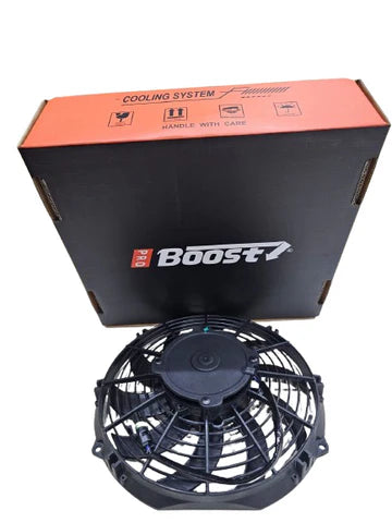 A24-1024-BOOST FAN Automotive 11" Low Profile 12V Electric Puller Fan Curved Blades